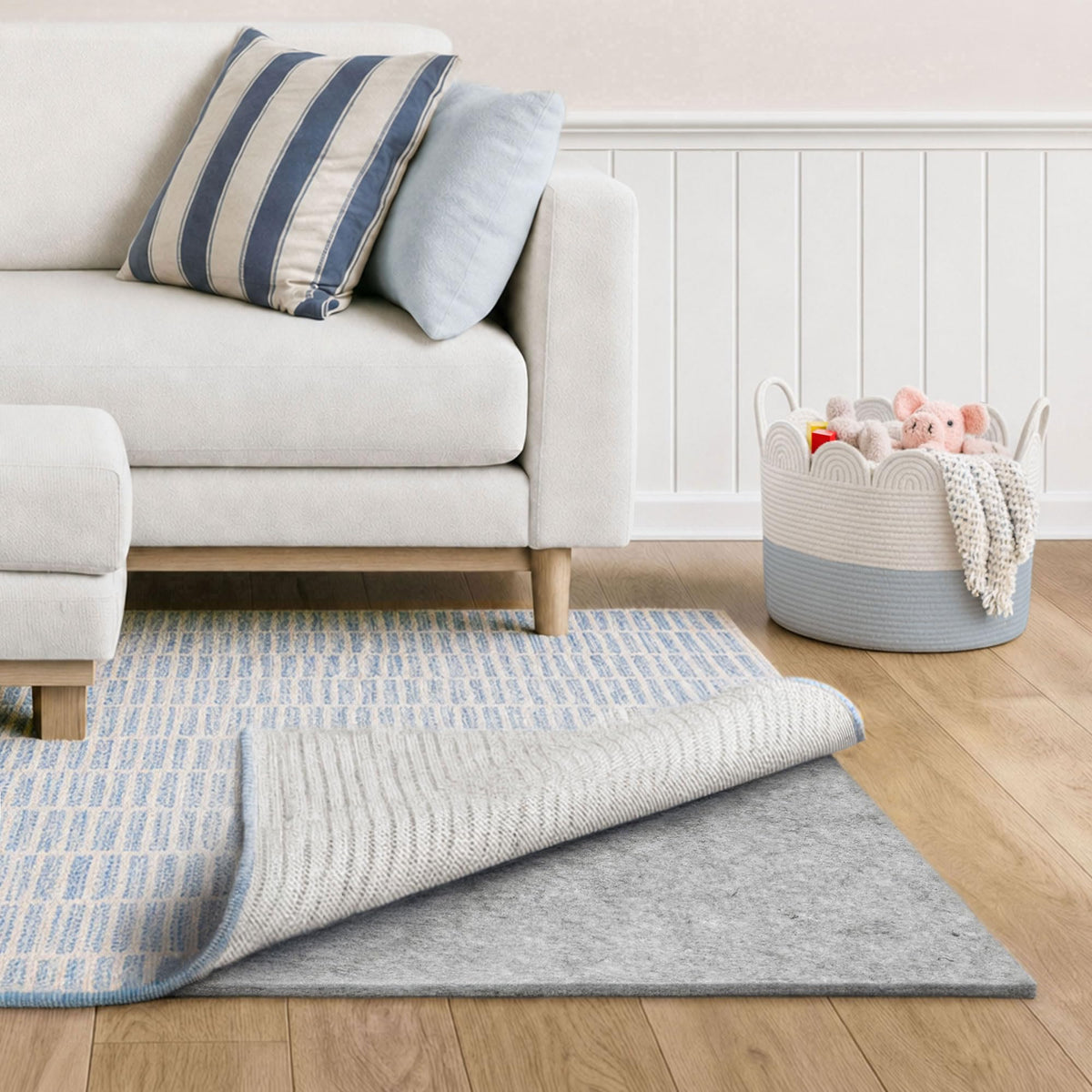 RUGPADUSA - Basics - 8'x10' - 1/4" Thick - 100% Felt - Protective Cushioning Rug Pad - Safe for All Floors and Finishes Including Hardwoods