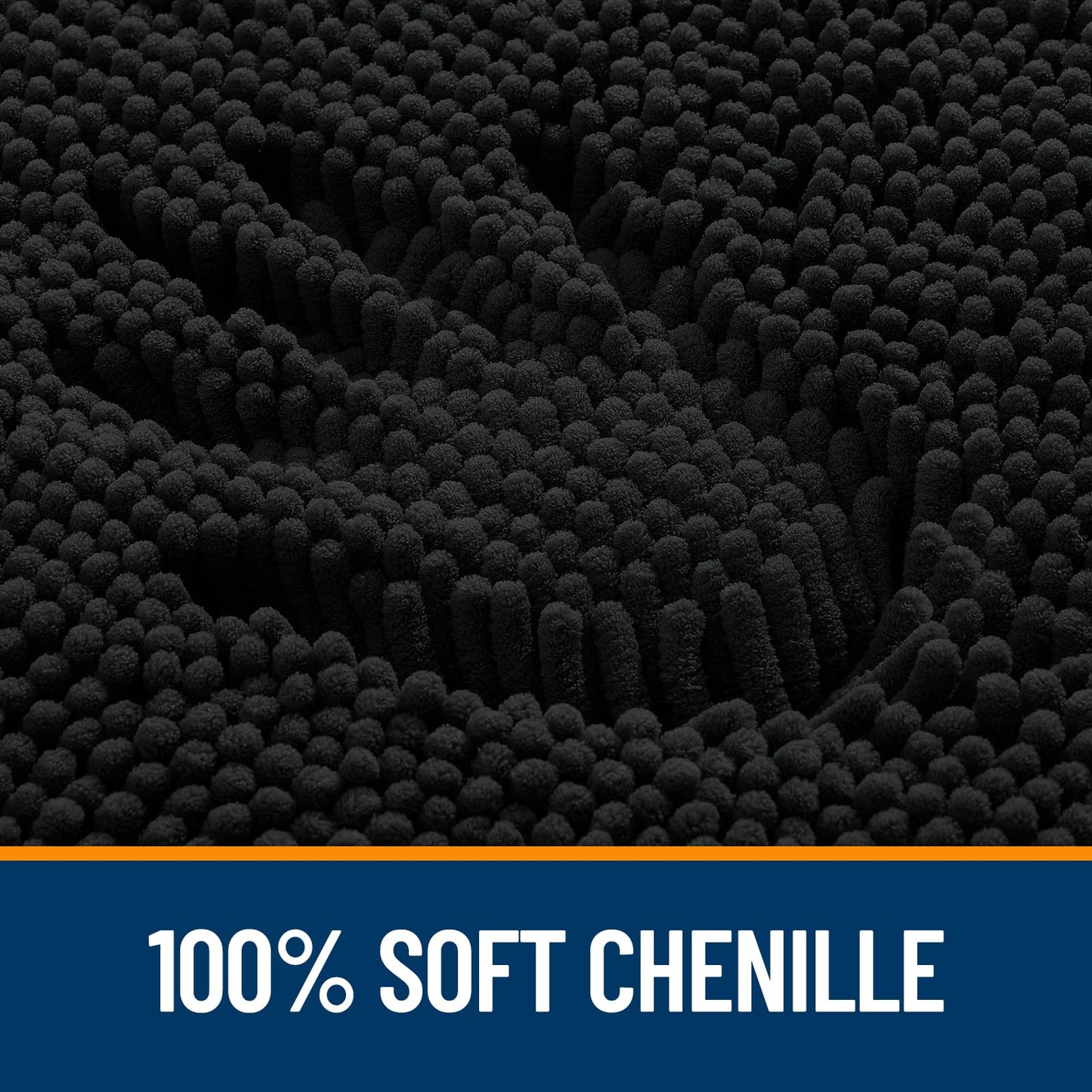 OLANLY Black Bathroom Rug 30x20, Extra Soft Absorbent Chenille Bath Rugs, Rubber Backing Quick Dry, Machine Washable Bath Mats for Bathroom Floor, Tub and Shower, Home Decor Accessories