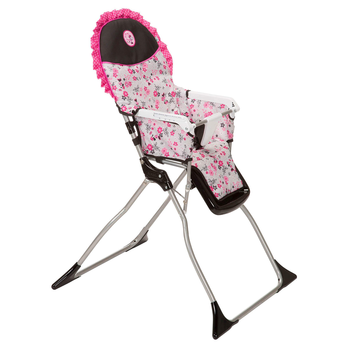 Disney Baby Minnie Mouse Foldable Highchair for Baby, Simple Fold High Chair with 3-Position Tray, Garden Delight