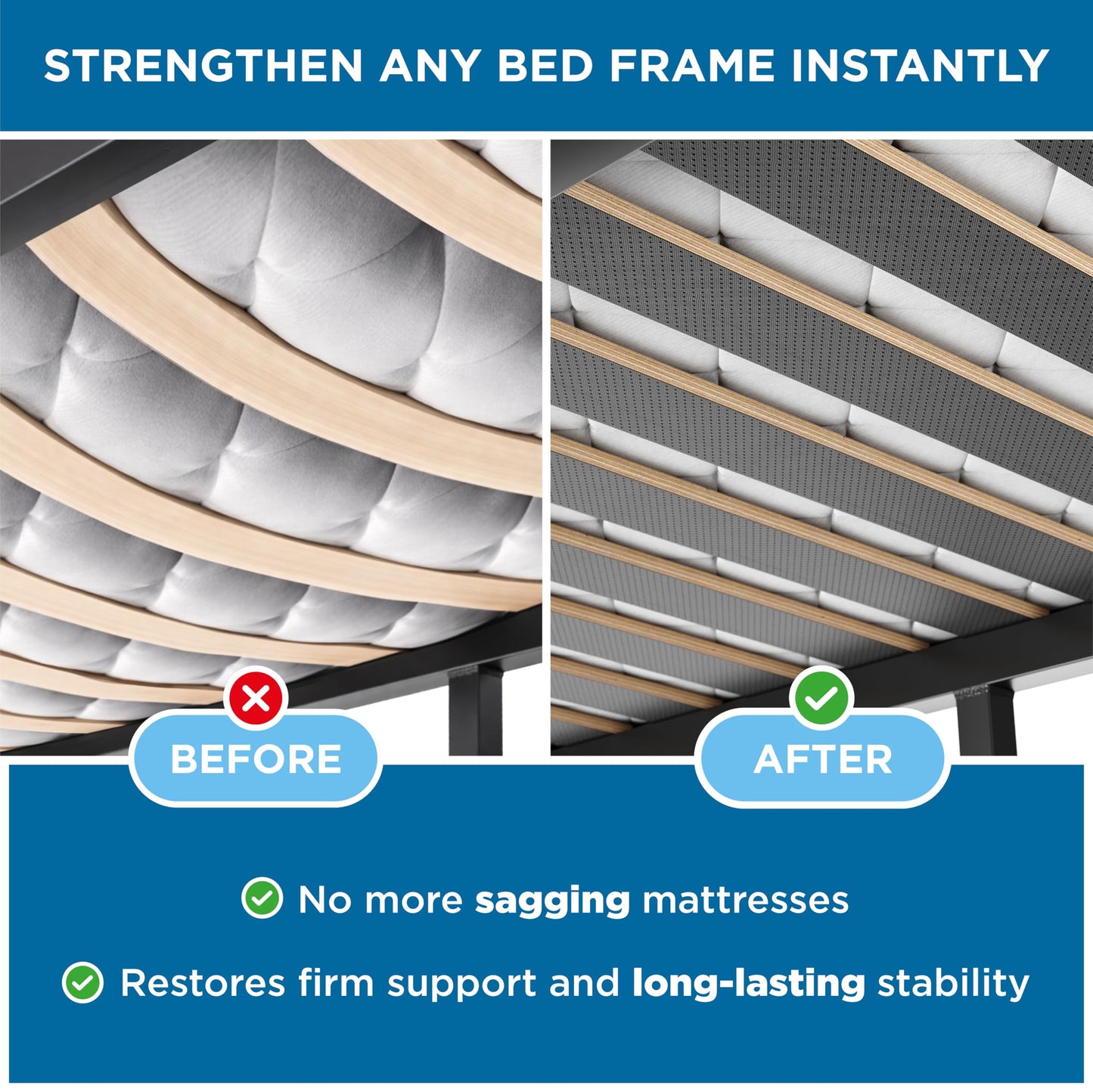 Meliusly SlatSure Queen Bed Slats 60x80 – Heavy Duty Wood Replacement Slats