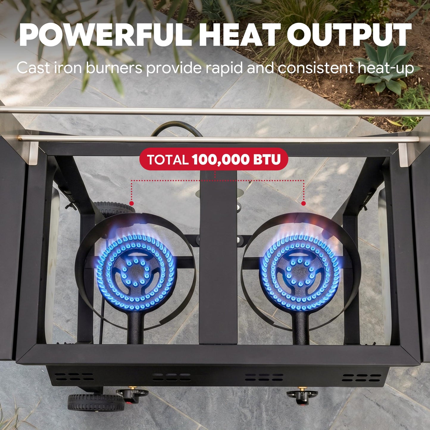 Feasto Outdoor Propane Deep Fryer with Rolling Cart, Dual Tank Fish Fryer with 2 Independent Burners, 100,000 BTU, 4-Gal Oil Capacity, Frying Station with Baskets for Fish, Fries & Chicken