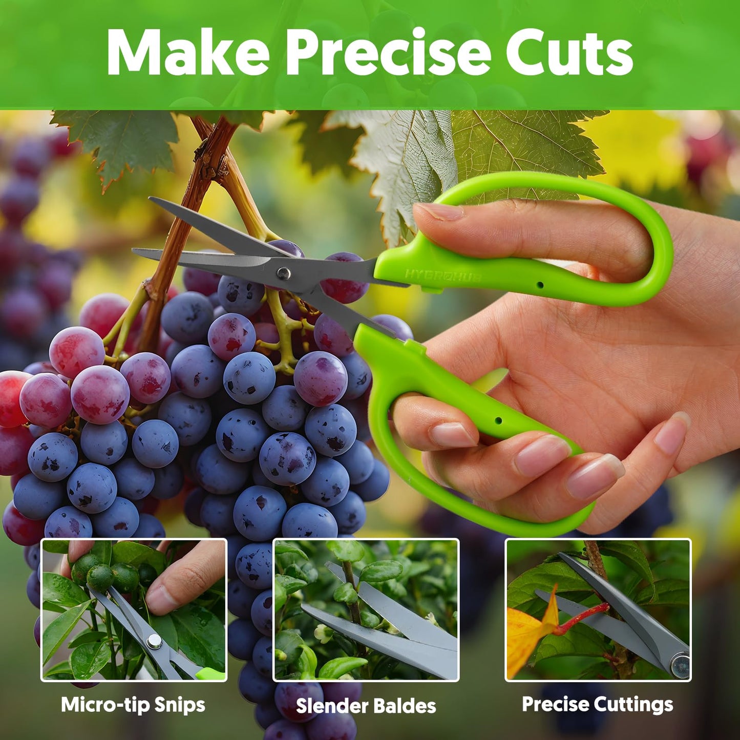 Garden Scissors Small Pruning Shears Gardening Snips Non-Stick Coating Sharp Steel Blade for Precise Cutters Bonsai Trimmer for Plants Flower Herb