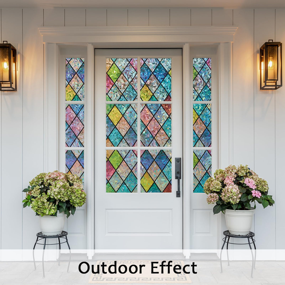 Bectosy Stained Glass Window Privacy Film, Static Cling, 17.5" x 78.7"