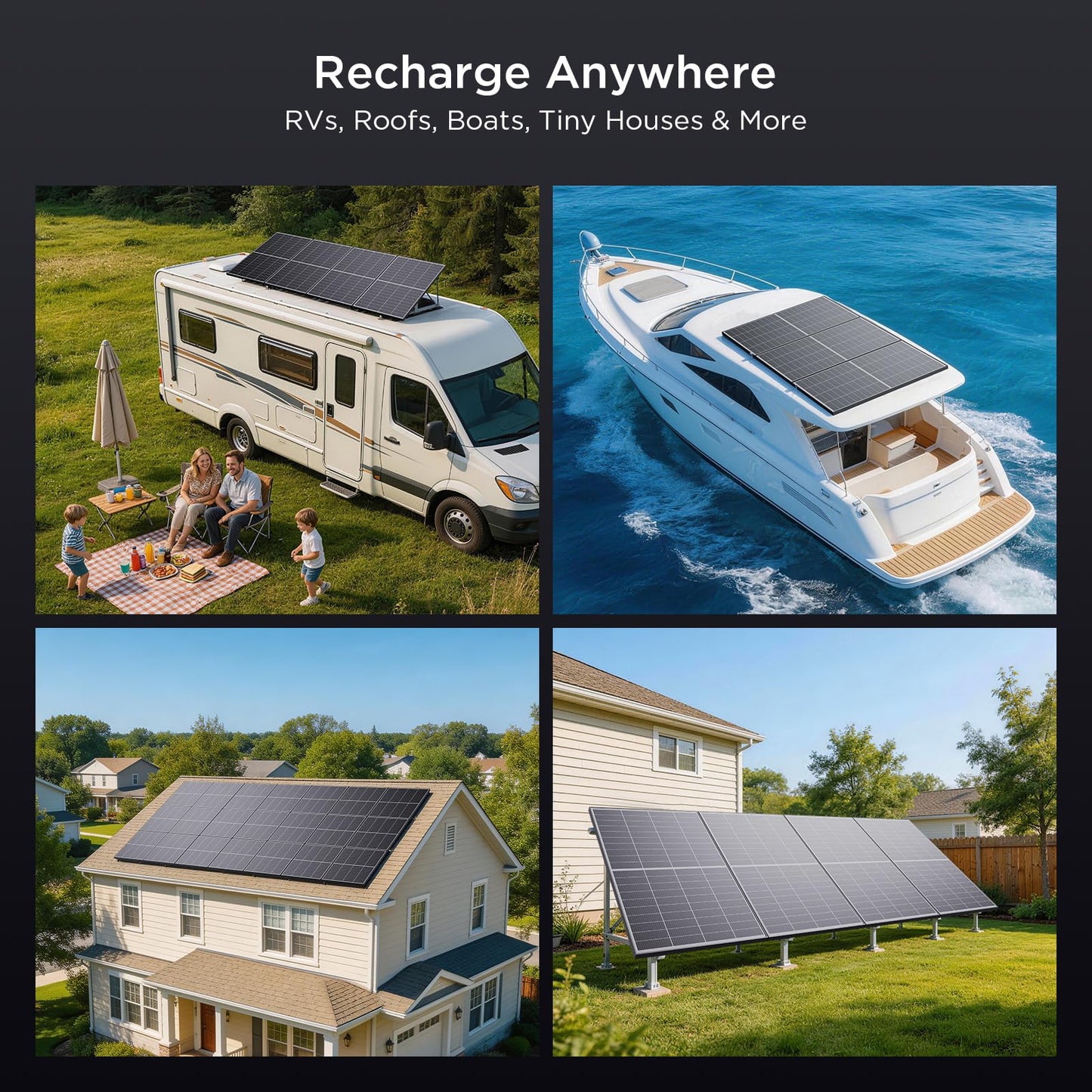 Callsun N-Type 16BB 400W Bifacial Solar Panel, 2Pcs 200 Watt Solar Panel 12V, 25% High Efficiency, Dual-Module Parallel Anti-Shade Design, for RV Van Marine Home Rooftop Off-Grid Systems