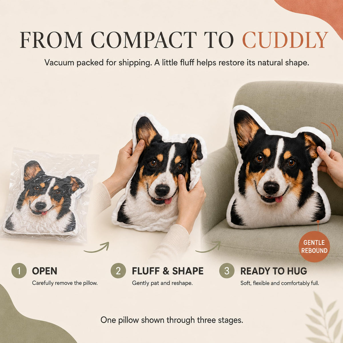 Veyra Hearth Custom Pillow with Picture, Face Pillow for Dog Cat Pet Lovers
