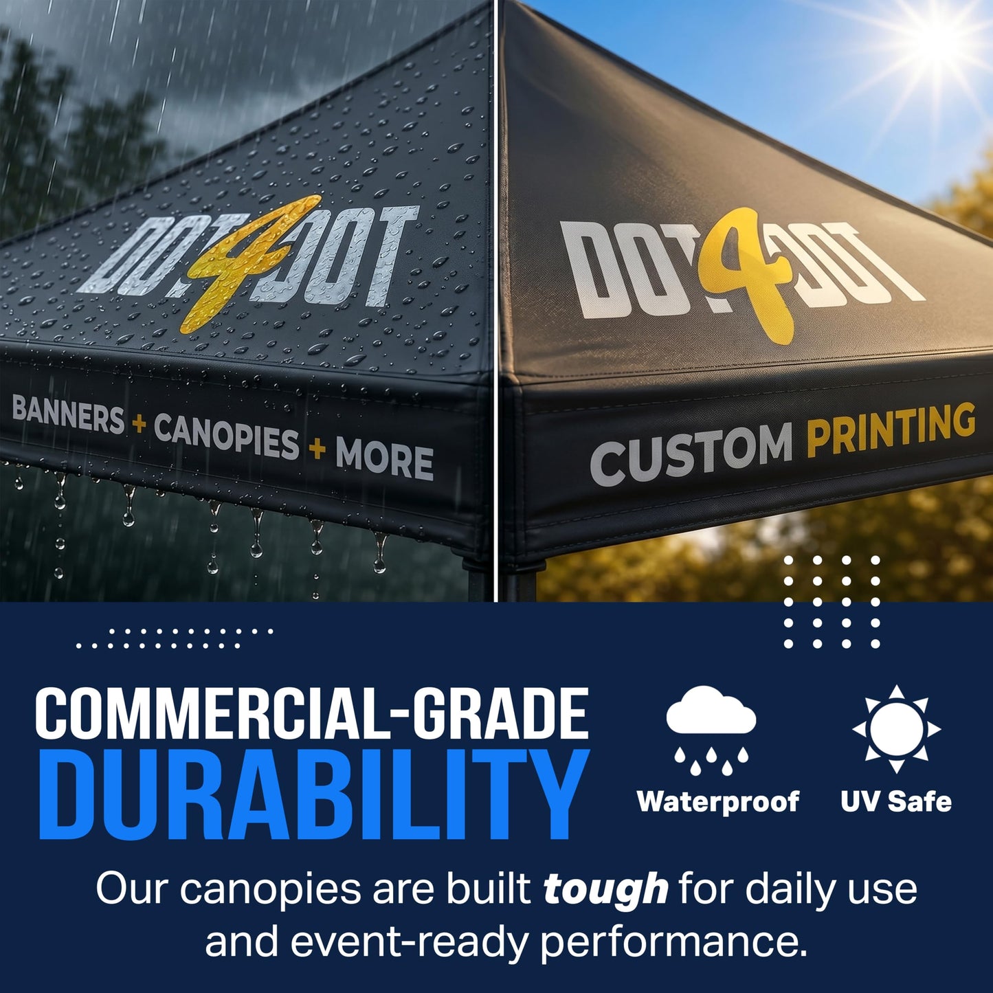DOT4DOT Custom Canopy with Logo for 10x10 Pop Up Tent Personalized Customizable Heavy Duty for Events (Canopy Tent, 10x10)