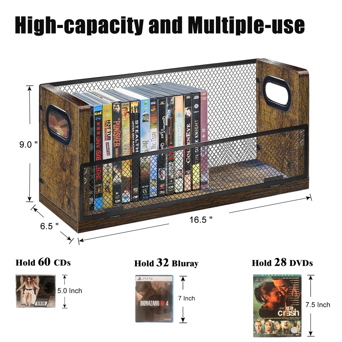 PUTNATRUE DVD/Blu ray Storage Rack, 2 Pack DVD Holders Hold Up To 56 DVDs (28 Each), Stackable DVD Tower also Used for CDs, Video Game Cases, Vhs Taps, Desktop Organizer of Music and Movie Discs