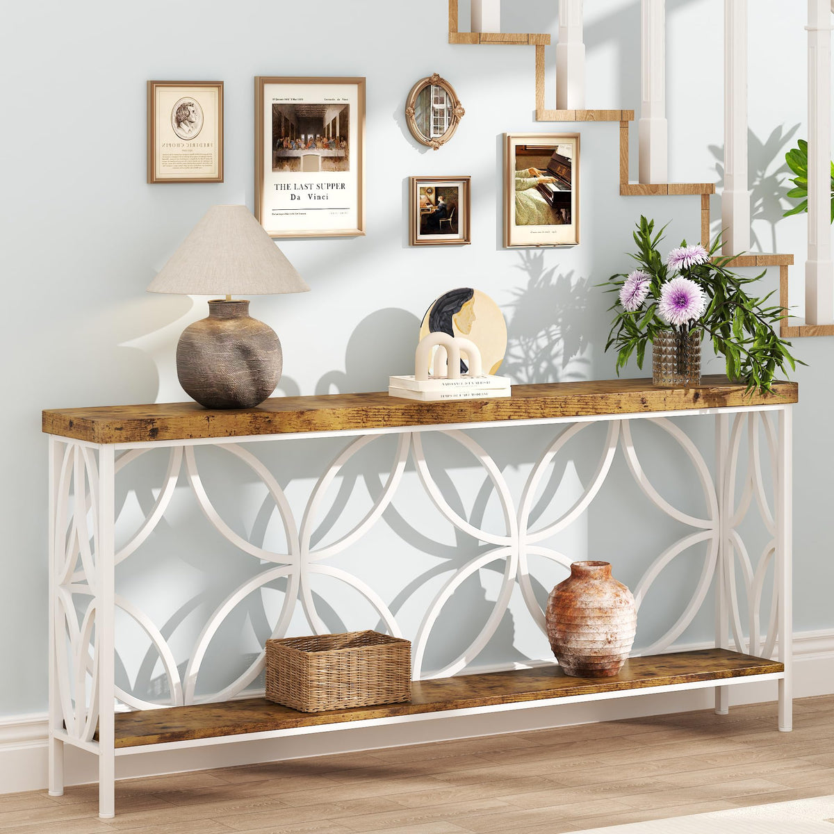 70.9 inch Extra Long Sofa Table, Industrial Console Table Behind Couch