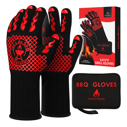 BBQ Grill & Oven Gloves 1472°F Heat Resistant | Storage Case & Gift Box