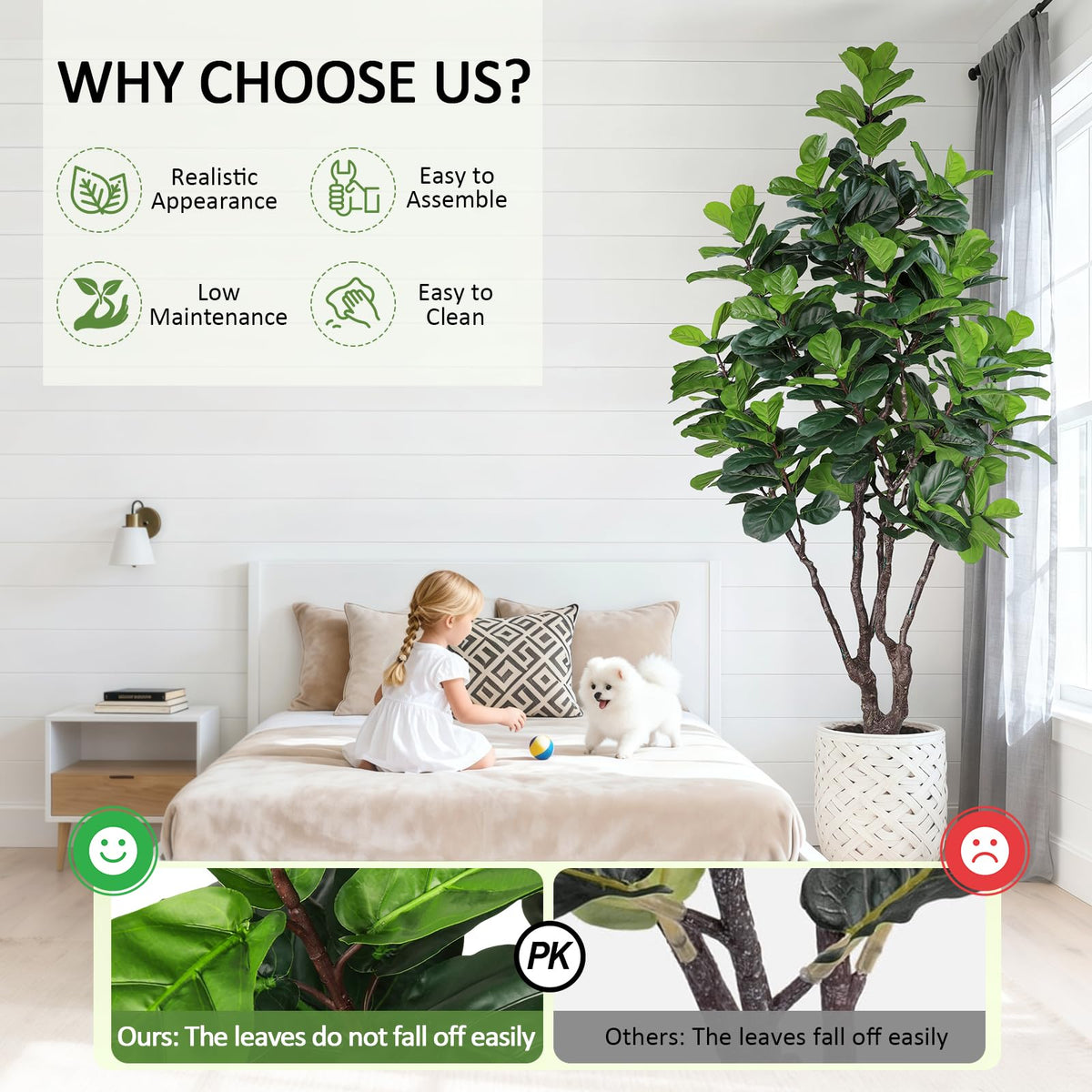 8FT Faux Fiddle Leaf Fig Tree Artificial Plants Indoor Ficus Lyrata Trees