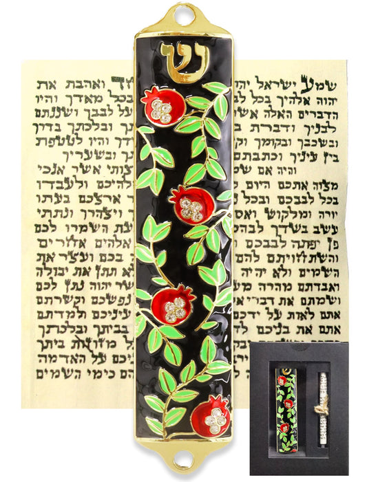Zivosely Enamel Mezuzah with Scroll for Door, Easy 2-Way Install, 4”