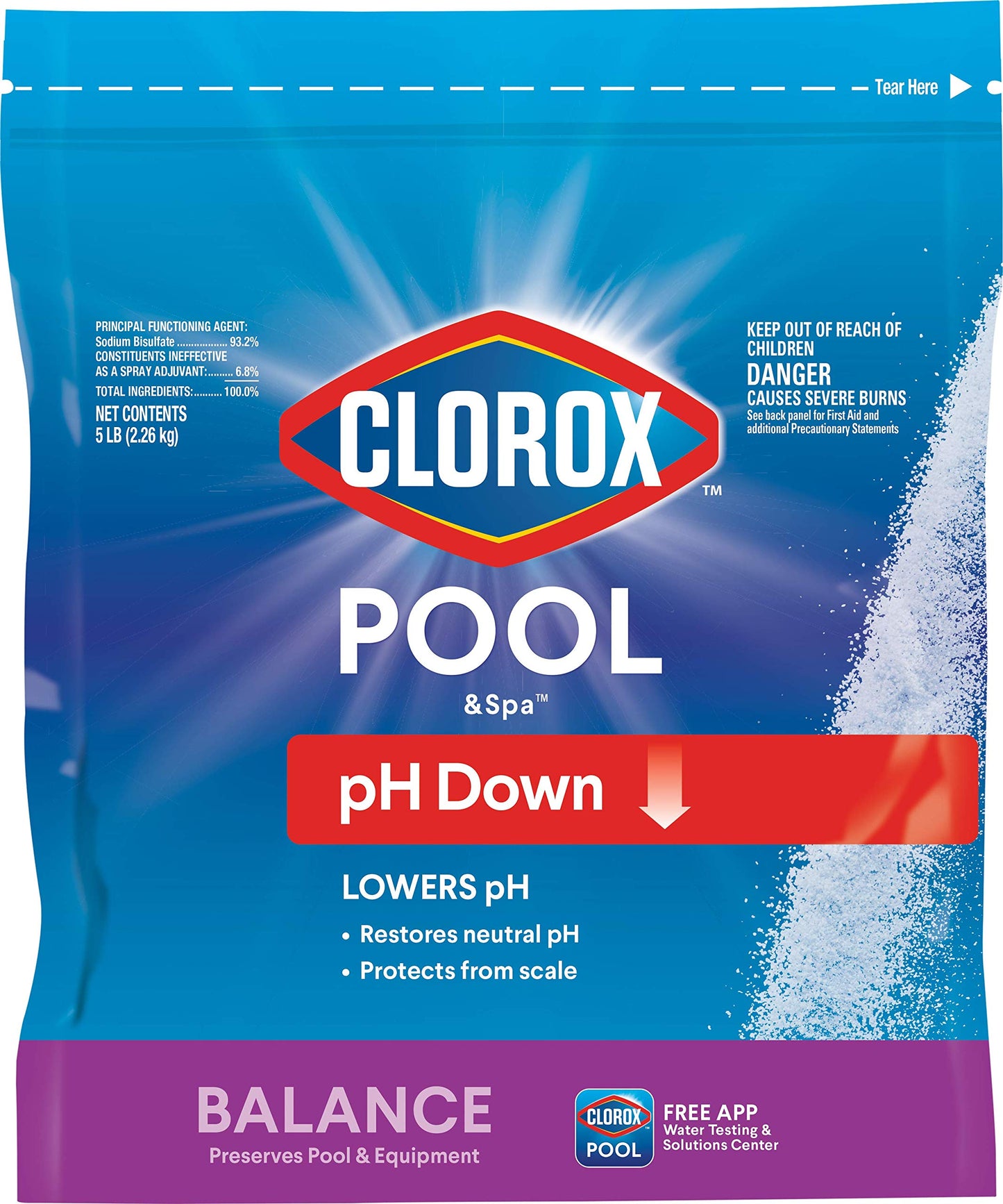 Clorox® Pool&Spa™ Swimming Pool pH Down, Lowers pH, Protects Against Eye and Skin Irritation, 5LB (Pack of 1)