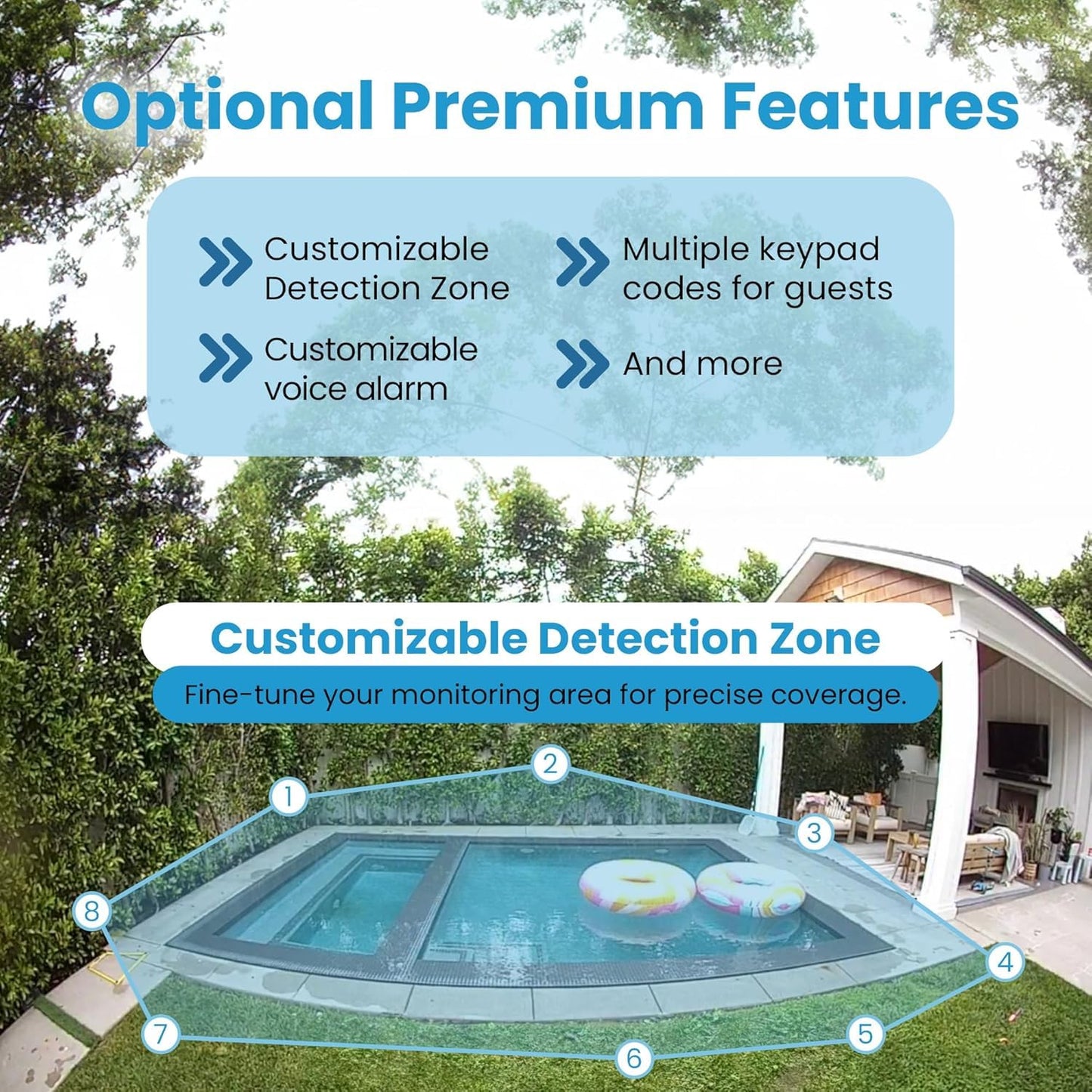 SwamCam Pool Alarm Wi-Fi Camera System – ASTM F2208 Certified – Smart Pool Safety for In-ground & Above-Ground Pools – Real-Time Alerts, Live View, Built-in Wi-Fi Repeater