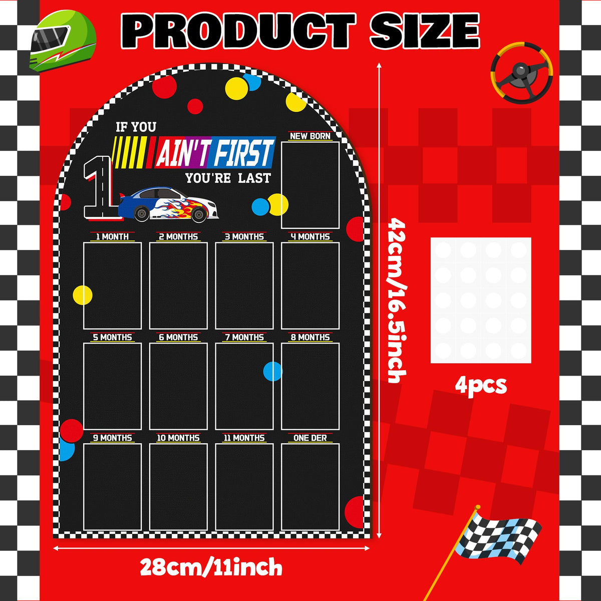 Z1juce Racing 1st My First Year Photo Frame Board for Baby Boys