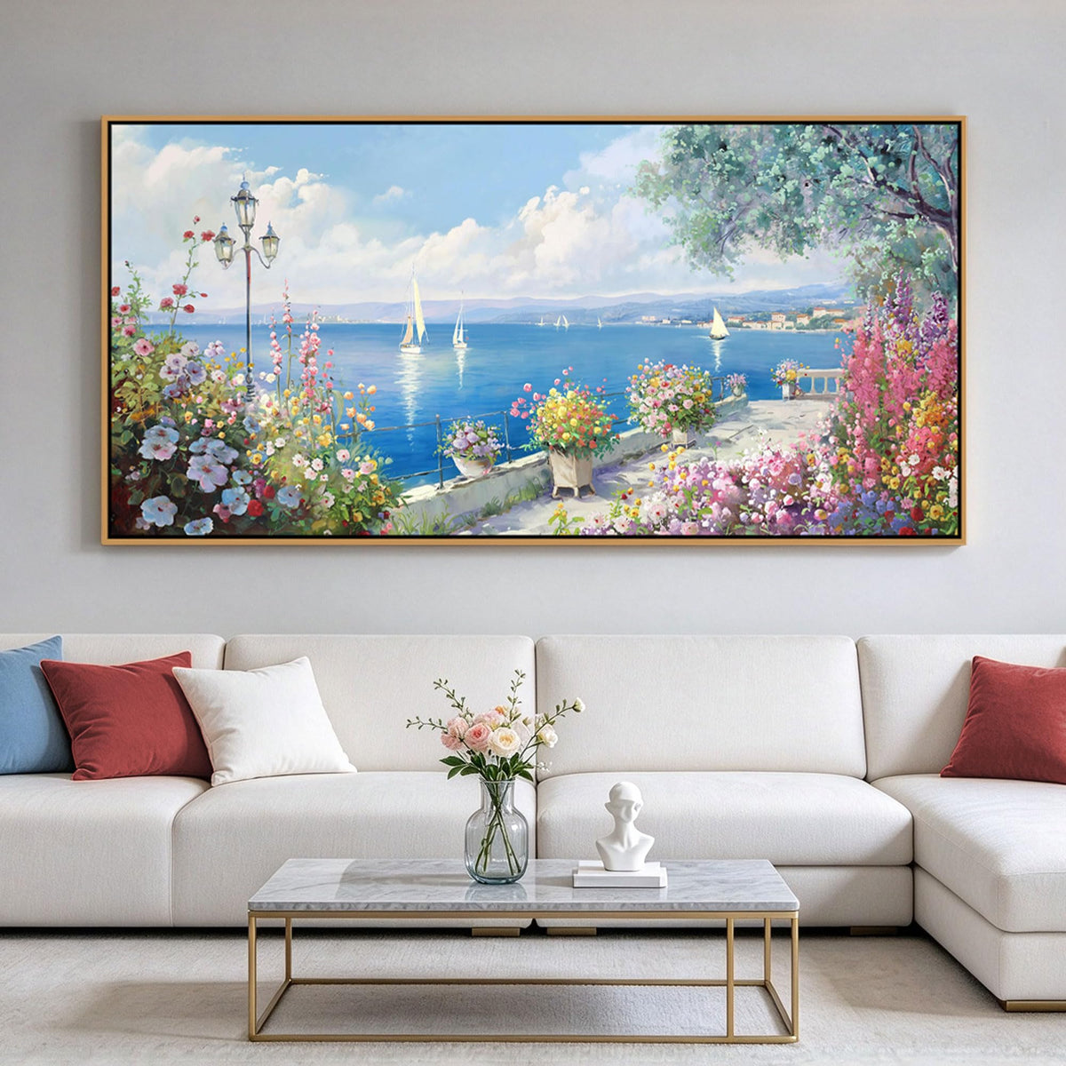 XLSJERST Beach Wall Art Coastal Canvas Prints for Living Room 40x20 Inches