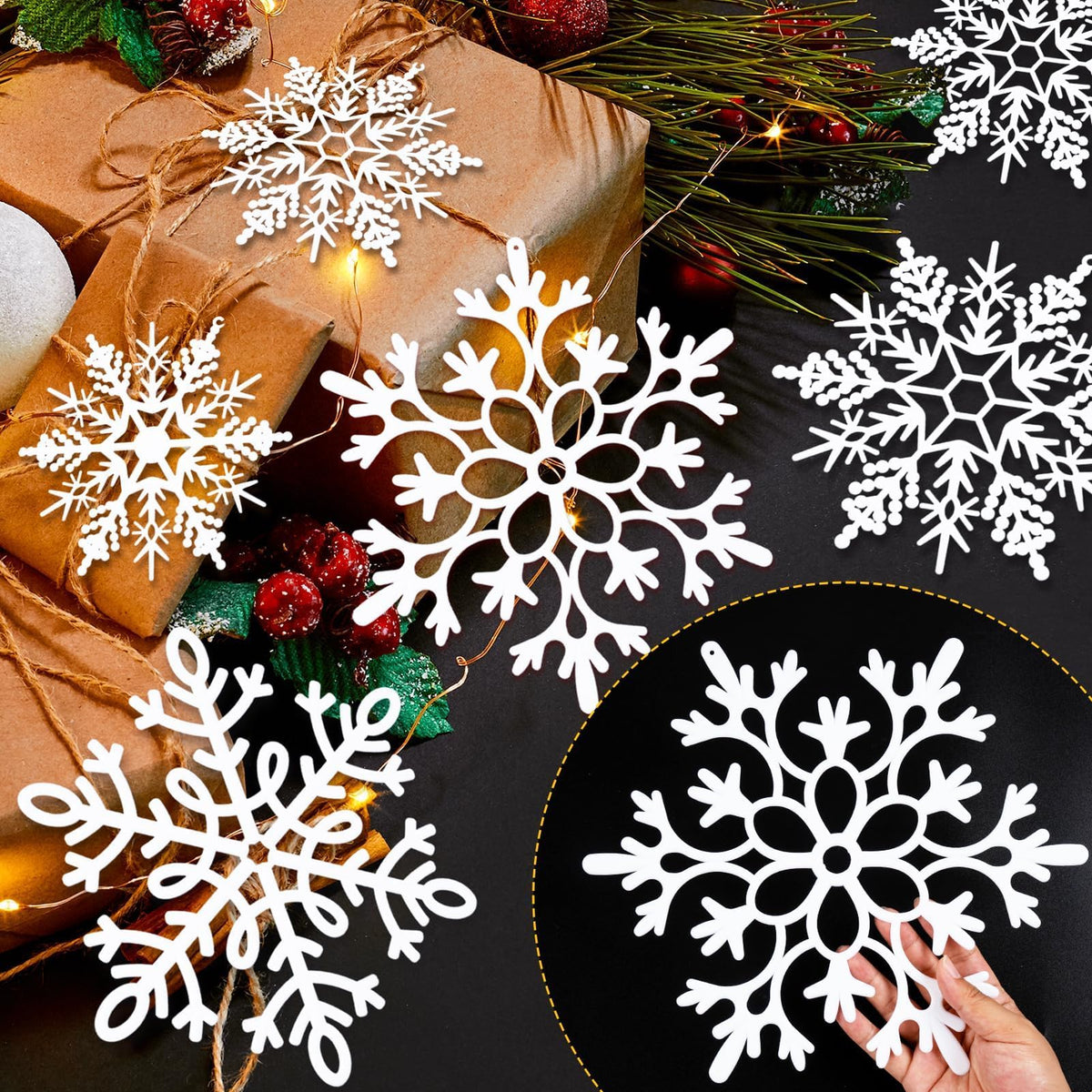 kockuu Large Christmas Hanging Snowflakes Decorations Outdoor for Tree