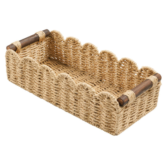 Toilet Paper Storage Basket Bathroom Counter Organizer Wicker Baskets for Organizing Cute Basket for Apartment Bedroom Nursery Room Kitchen Bathroom Decor -Beige