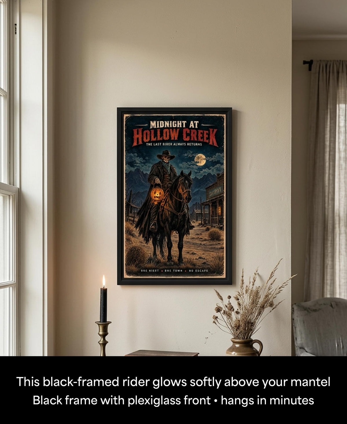 Skeleton Cowboy Wall Art Gothic Western Horror Man Cave Gift 11x17 Print