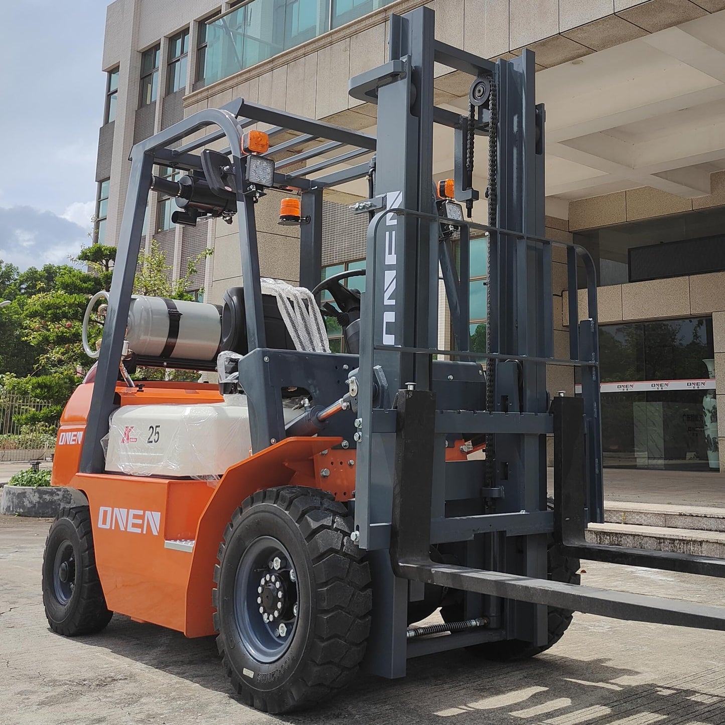 ONEN LPG Forklift 3.5 Tons 7716 LBS Capacity 42KW Dual-Fuel Engine Powered High-Lift Fork Lift 4.5m 14.76 ft Lifting Height Stacker 3500kg Pallet Lift Truck Material Handler with 4ft Length Forks