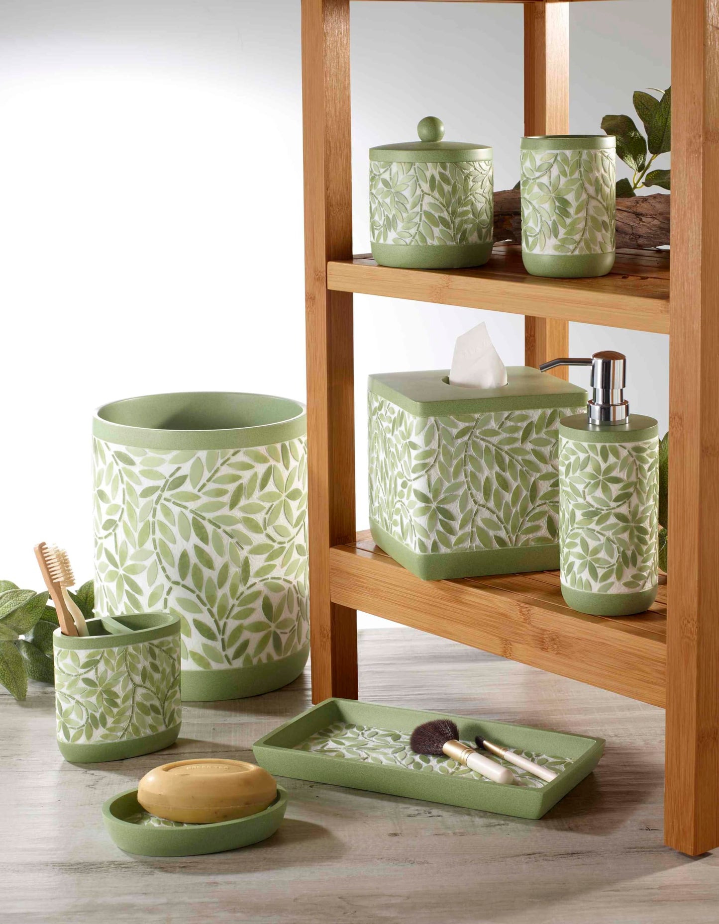 Avanti Linens - Lotion Pump/Soap Dispenser, Resin Countertop Accessories, Guest Bathroom Essentials (Stratford Collection, Green)
