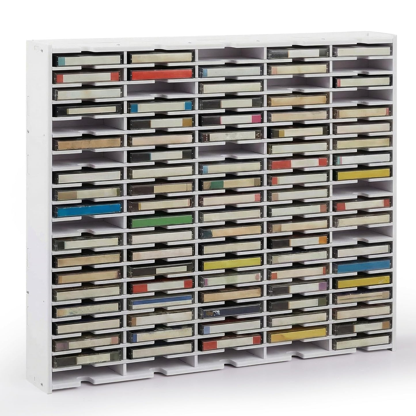 100 Slot Cassette Tape Storage Rack, Wall Mount or Freestanding Organizer