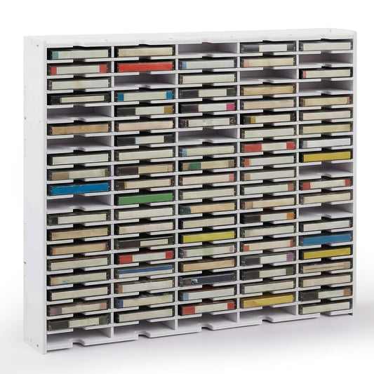 100 Slot Cassette Tape Storage Rack, Wall Mount or Freestanding Organizer
