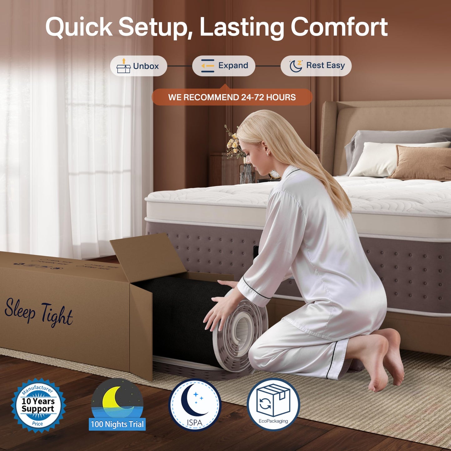 California King Mattress, 14 Inch Luxury Hybrid Cal King Mattress in a Box, Cooling Gel Memory Foam & Pocket Springs, Pressure Relief, Medium Firm, Edge Support, Fiberglass-Free, 365-Night Trial
