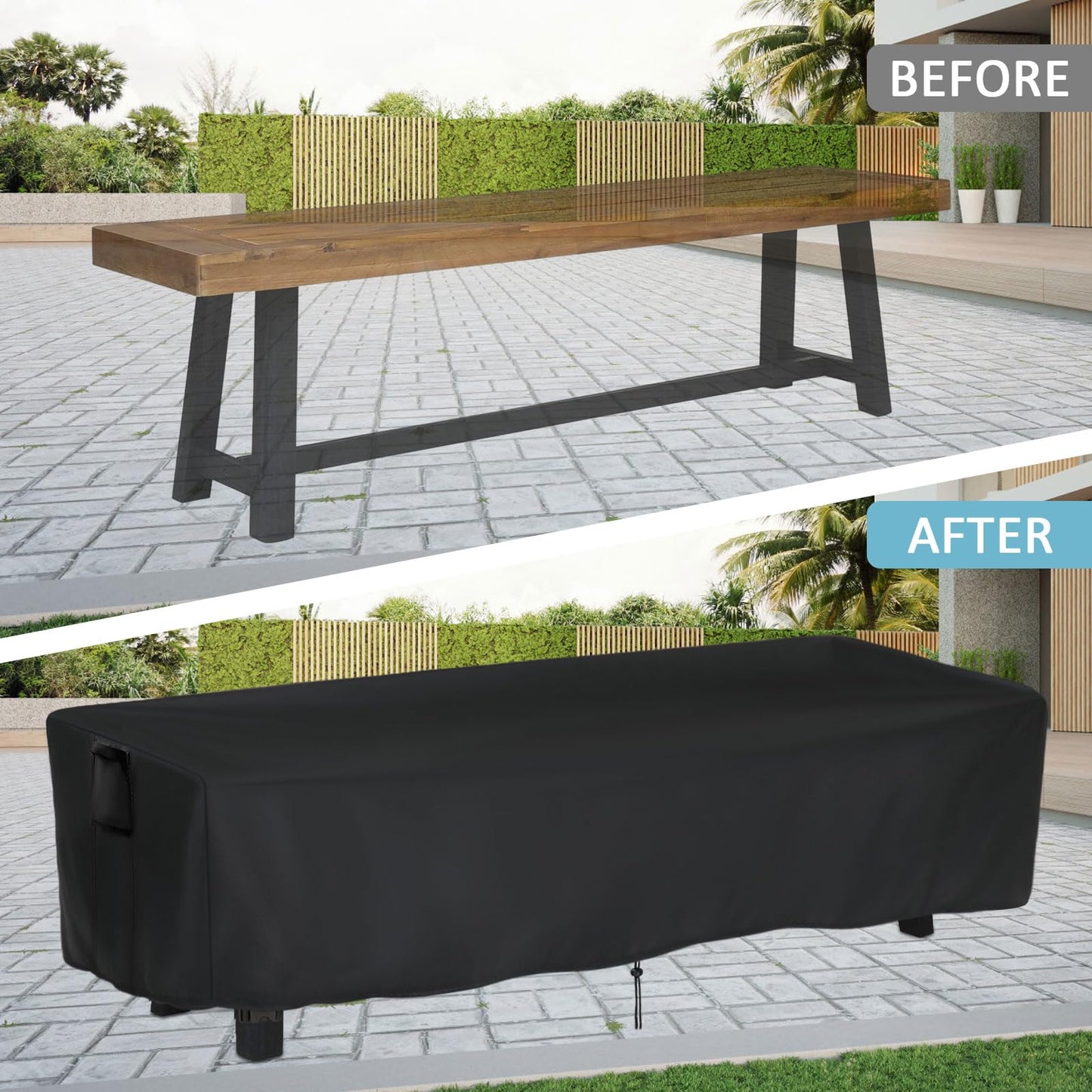 Kingling Outdoor Bench Cover Rectangle, Wood Bench Cover Waterproof Patio Bench Covers for Outdoor Furniture Long Chair Covers, 63" W x 15" D x 18" H