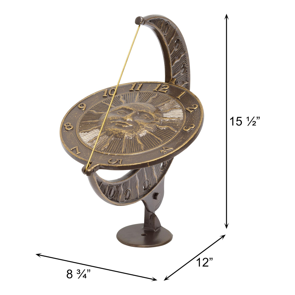 Whitehall Products Sun and Moon Sundial, French Bronze