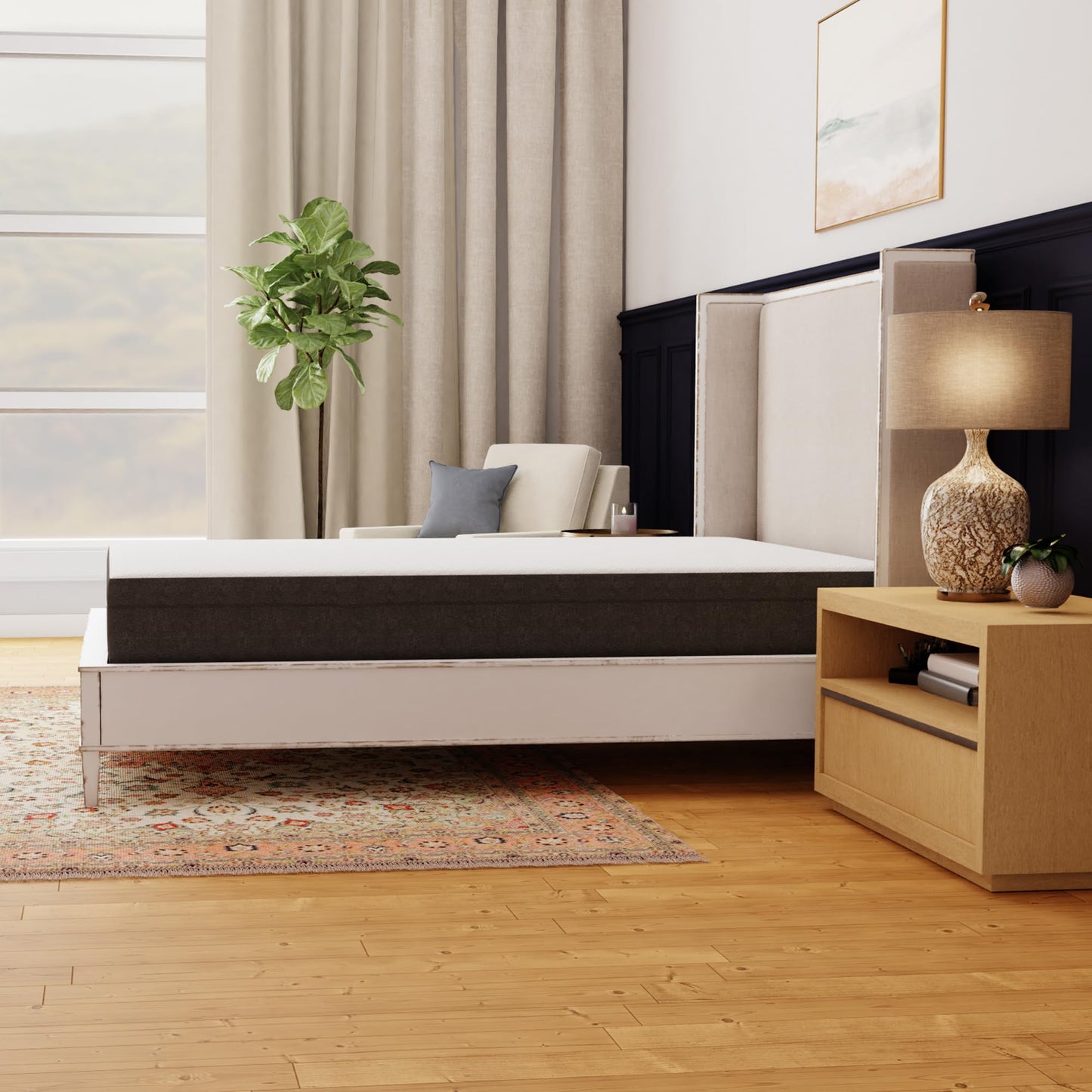 First of a Kind Cal King Split 10" Gel-Infused Memory Foam Mattress in White