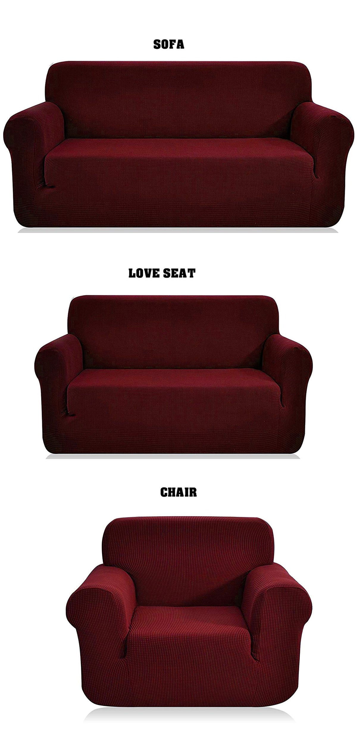 Fancy Collection 3pc Set Slipcover Set Furniture Cover Spandex Set Includes Sofa and Love-Seat and Chair Covers Solid New (Grey)