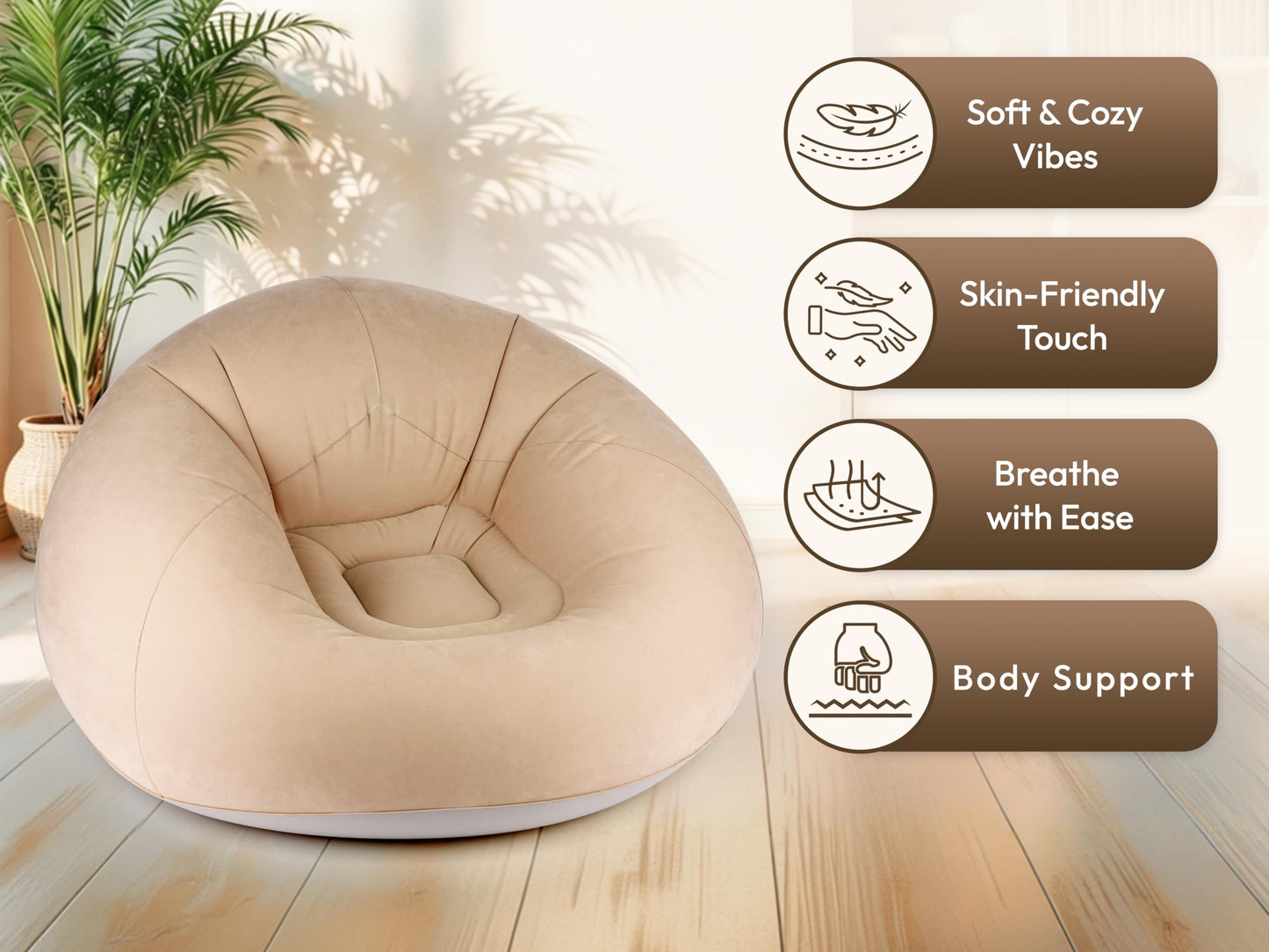 OLEEK Inflatable Bean Bag Chair with Electric air Pump 6PCS - Inflatable Chairs for Adults - Folding Outdoor Bean Bag Chair - Inflatable Chair for Kids - Blow up Chair - Classroom Bean Bags