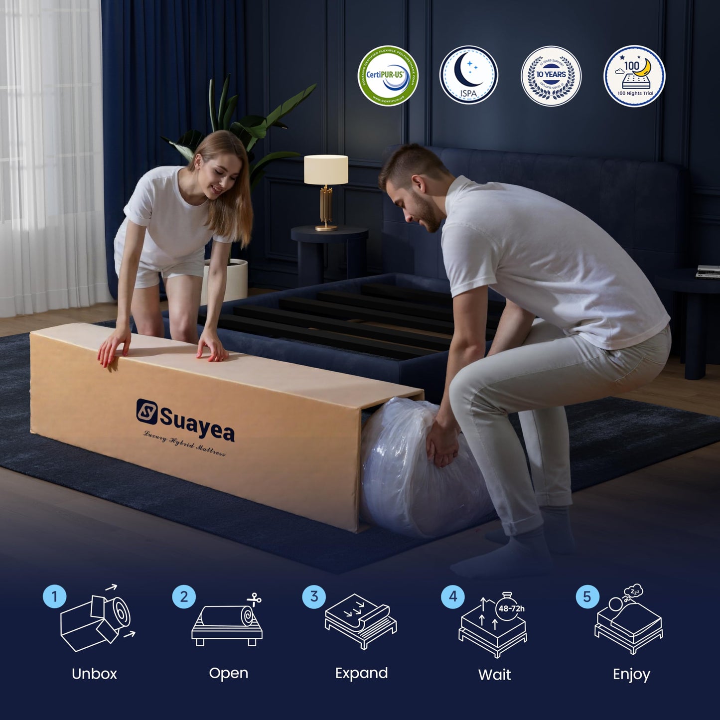 Twin XL Mattress, 8 inch Hybrid XL Twin Mattress in a Box, Twin XL Memory Foam Mattress Cooling Gel with Pocket Springs, Hotel Luxury Mattress Twin XL for Pressure Relief, CertiPUR-US, Medium Firm