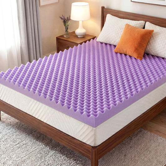 2 Inch Egg Crate Mattress Topper Full, Gel Infused Memory Foam Mattress Topper for Pressure Relief, Breathable Mattress Pad Bed Topper in a Box, CertiPUR-US Certified, Purple, 54"×75"
