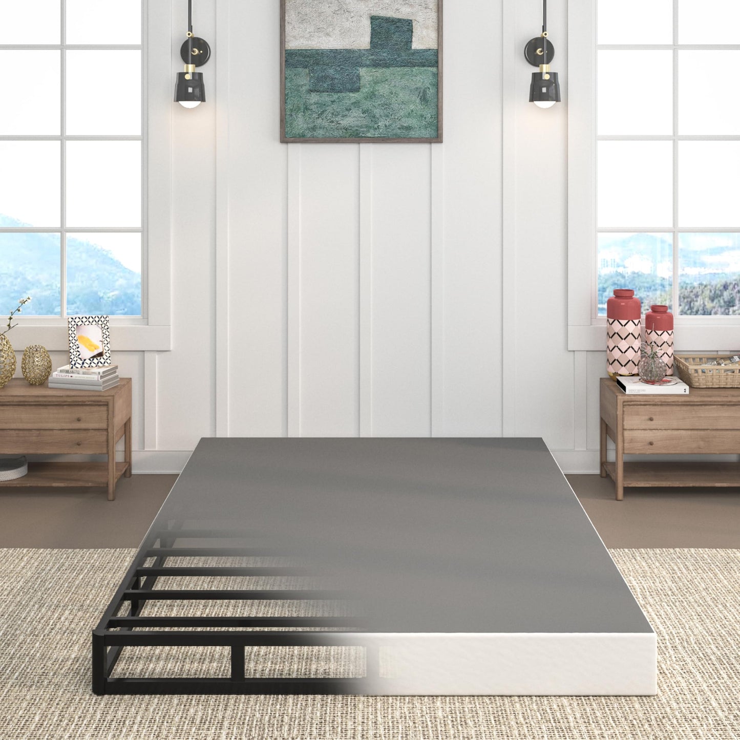 TROZULER 7 Inch Box Spring for Queen Bed, Heavy Duty Metal Mattress Foundation, 3000 lbs Capacity, High Profile, Noise-Free, Easy Assembly with Fabric Cover