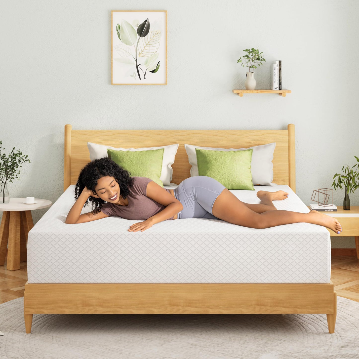 EGOHOME 10 Inch Queen Mattress, Memory Foam Mattress in a Box with Cooling Green Tea Gel, Relieve Pressure with Medium Firm Support, CertiPUR-US Certified, 80''L x 60''W, White