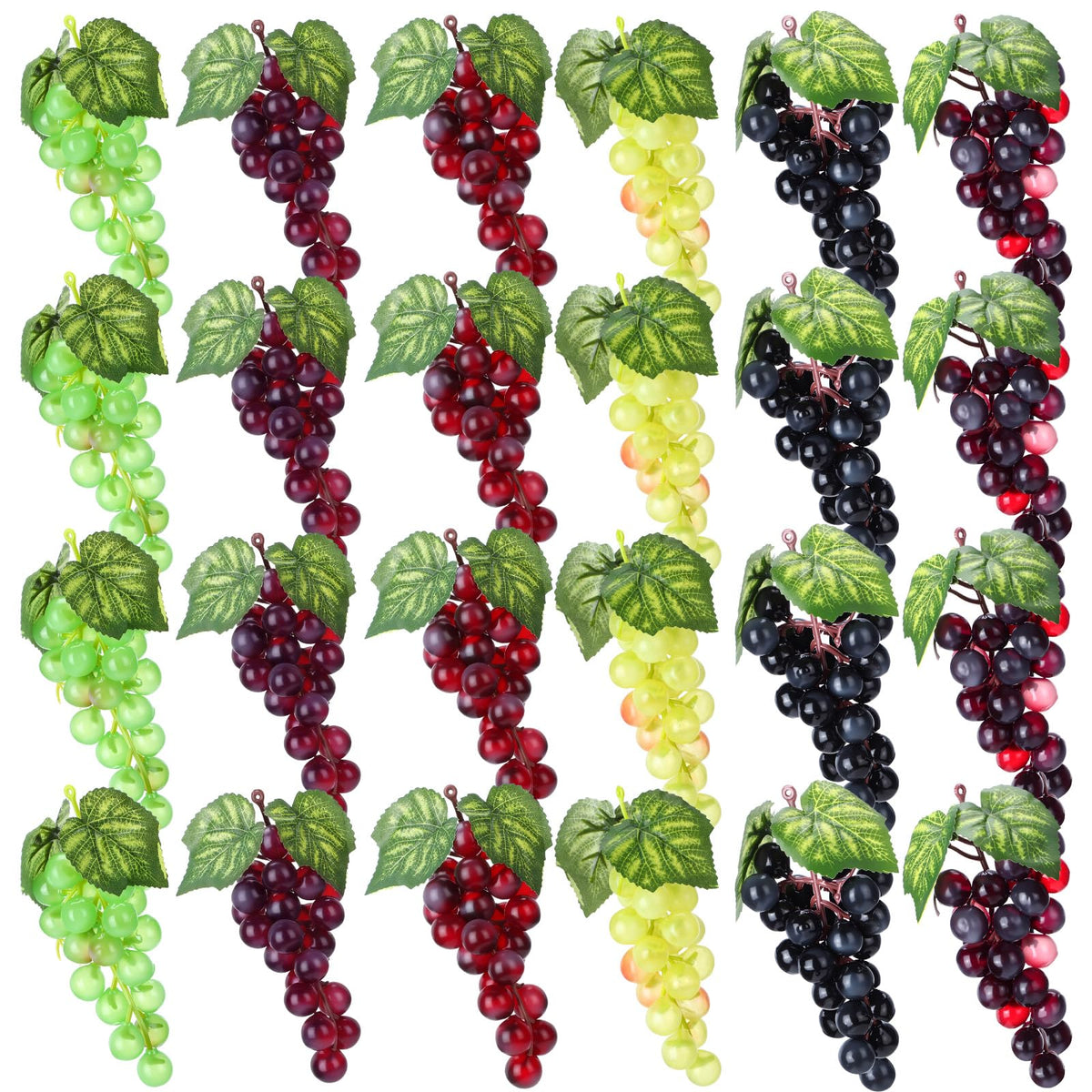 Wavyknot Artificial Grape Fake Grapes, Classic Style, Multicolor, 24 Pcs