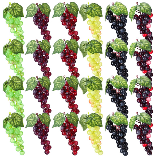 Wavyknot Artificial Grape Fake Grapes, Classic Style, Multicolor, 24 Pcs