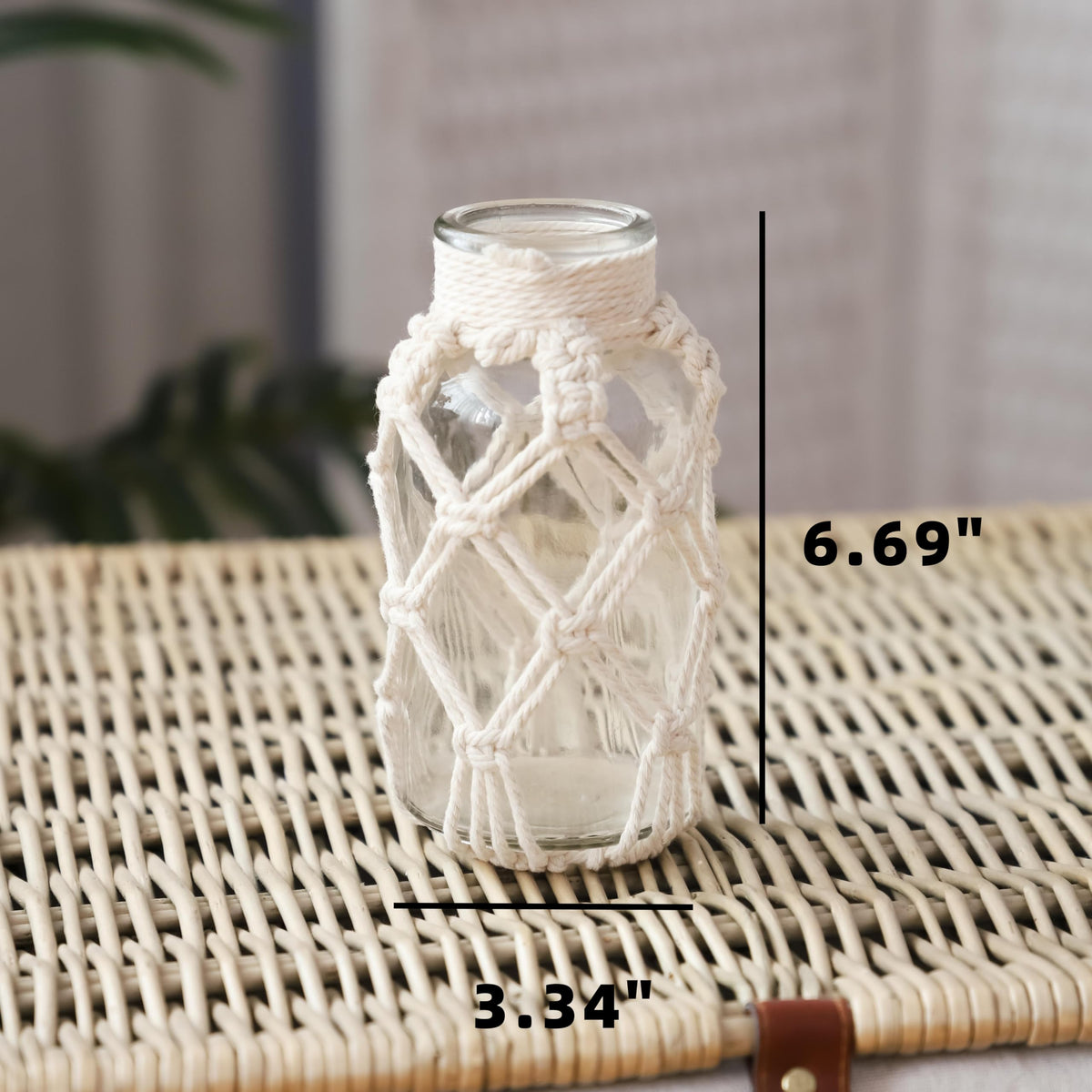 Flower Vases with Cotton Rope Cover Woven Glass Vase Decorative Flower Bottle for Dining Room/Bedroom/Bathroom/Mantel (Cotton)