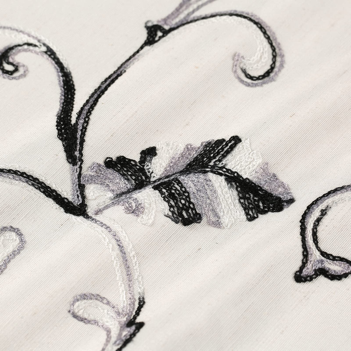 VOGOL Gray Vine Embroidered Curtain Tie-Up Balloon Shade, 42 x 63