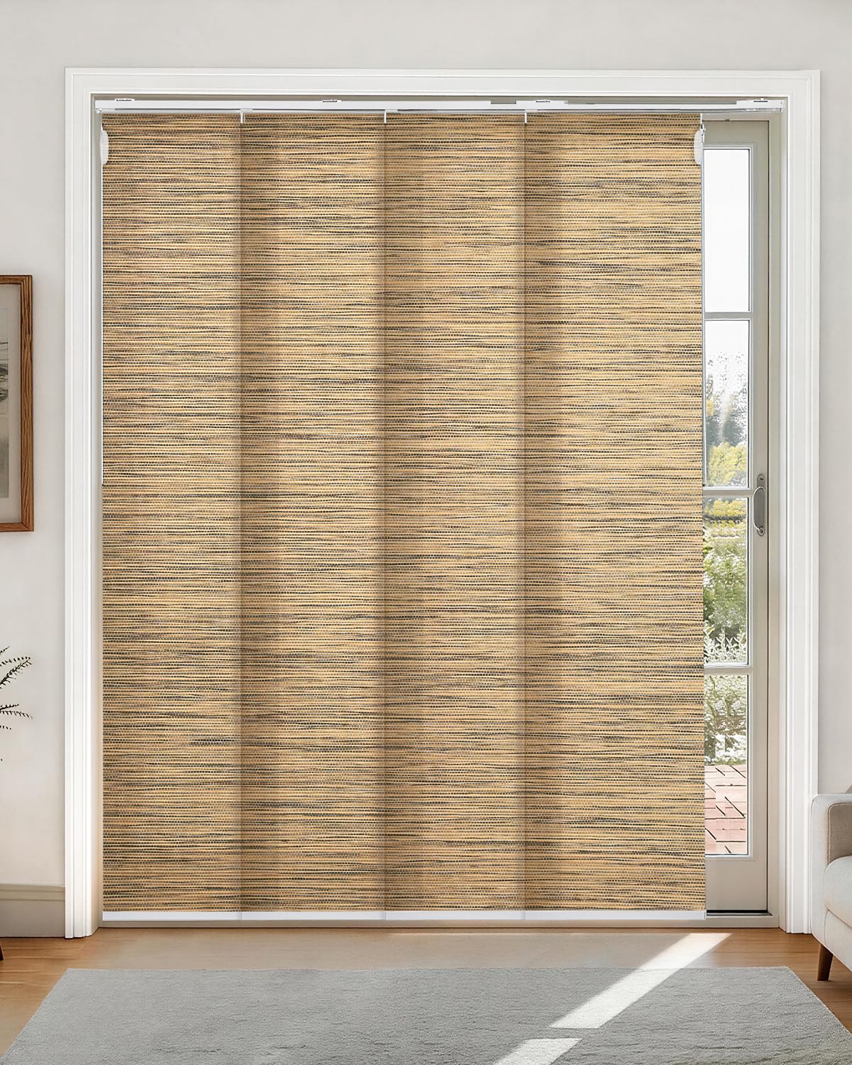 Lazblinds Woven Texture Paper Vertical Blinds, SleekLoom Khaki