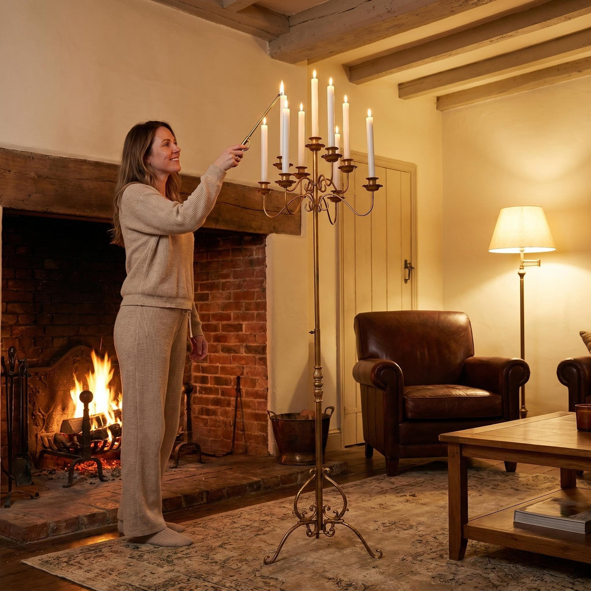BSTWISH 9-Arm Floor Candelabra, Adjustable Bronze Candle Holder