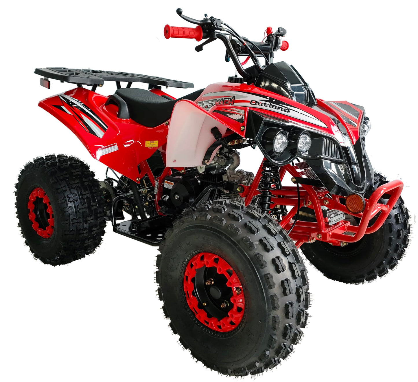 HHH Upgraded 125cc ATV Sports Quad Youth Utility Style 125cc Fully Automatic with Reverse Gas 4 Wheeler Outlander ATVs Quads Big 19/18 inches Tires (Red)