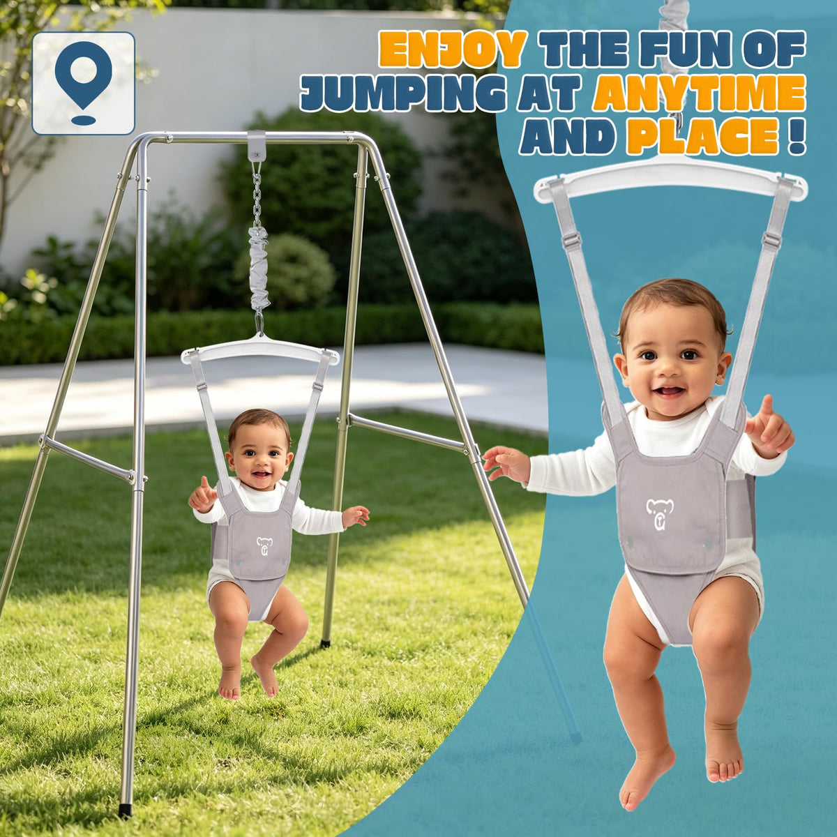 Baby Jumper with Stand, Baby Jumpers and Bouncers, Baby Exerciser Suitable for 6-24 Months