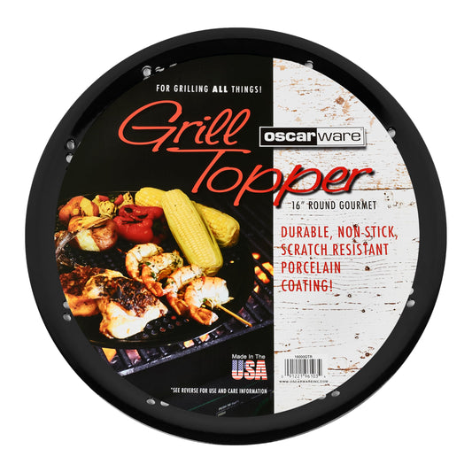 Oscarware 16” Round Porcelain Coated Grill Topper – Perfect for Kamado & Ceramic Smoker Grills, Ideal for BBQs, Grilling Meat & Pizza