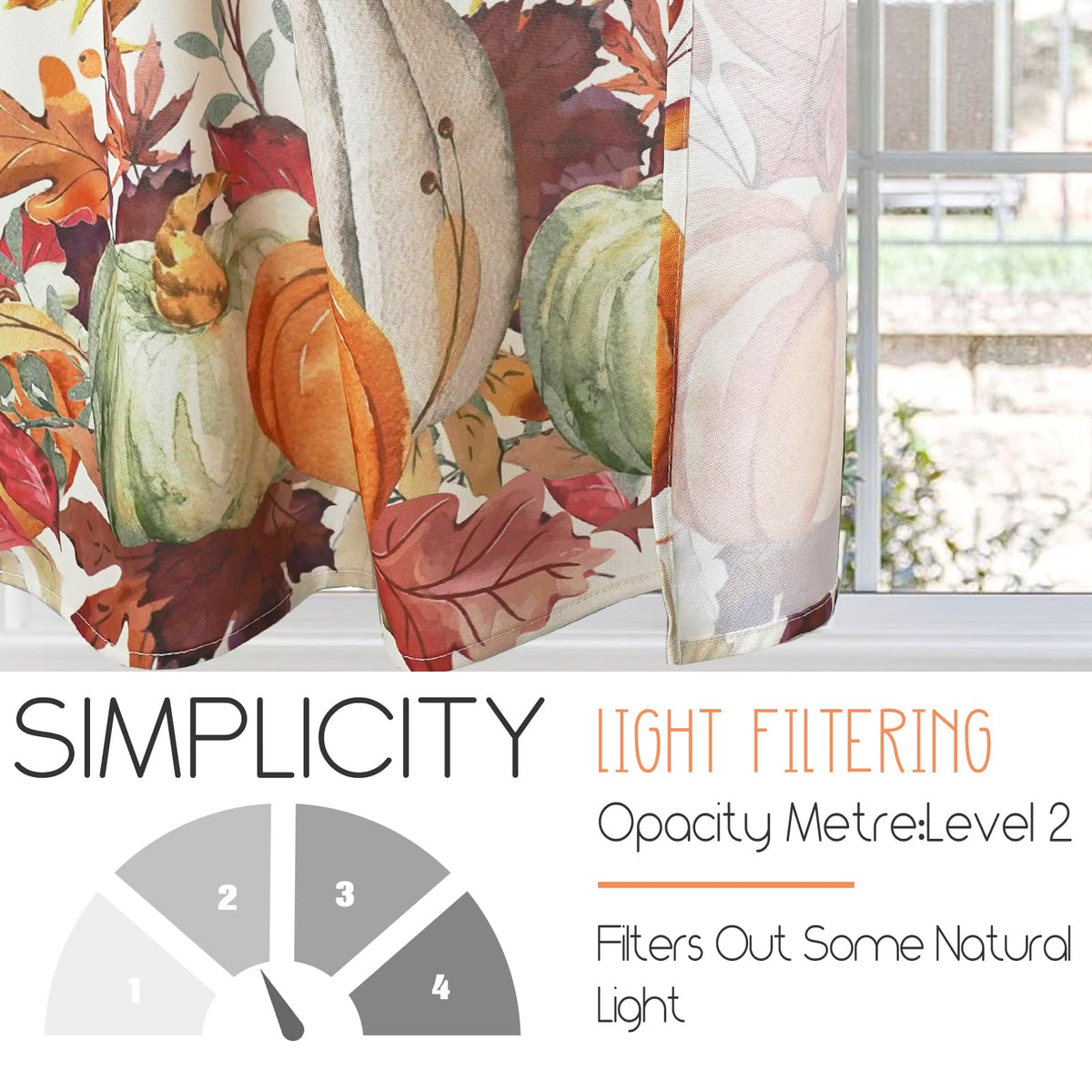 Zifmrtrwn Fall Kitchen Curtains 3 Piece Set Pumpkin Maple Leaves Curtains Valance & Tiers for Kitchen Home Indoor Cafe 36 Inch Short Window Curtain Over Sink Window Farmhouse Thanksgiving Decor