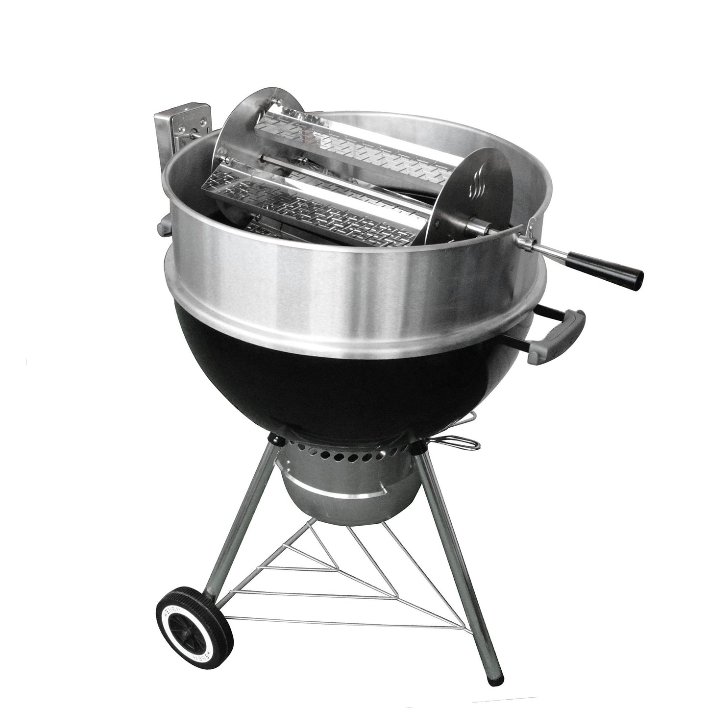 onlyfire 18 inch Round Tumble Rotisserie Basket, Stainless Steel BBQ Rotisserie Rotating Tray for Grills, Fits for 1/2" & 3/8" Hexagon, 3/8" & 5/16" Square Spit Rods