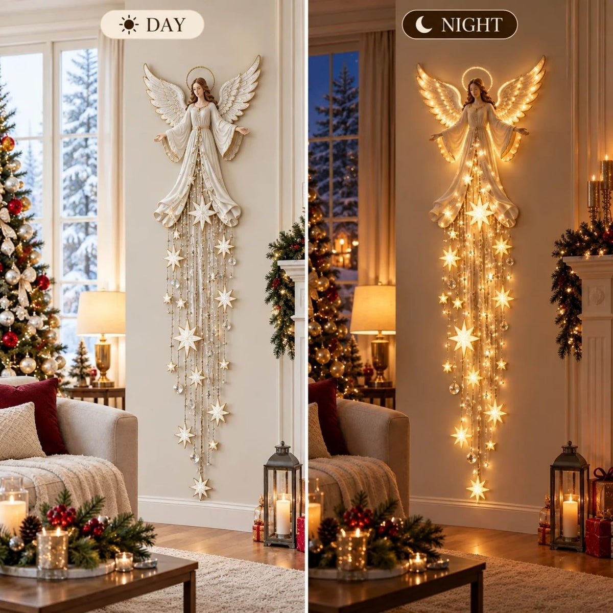Lighted Angel Wall Decor, Christmas Glowing Hanging Wall Lights