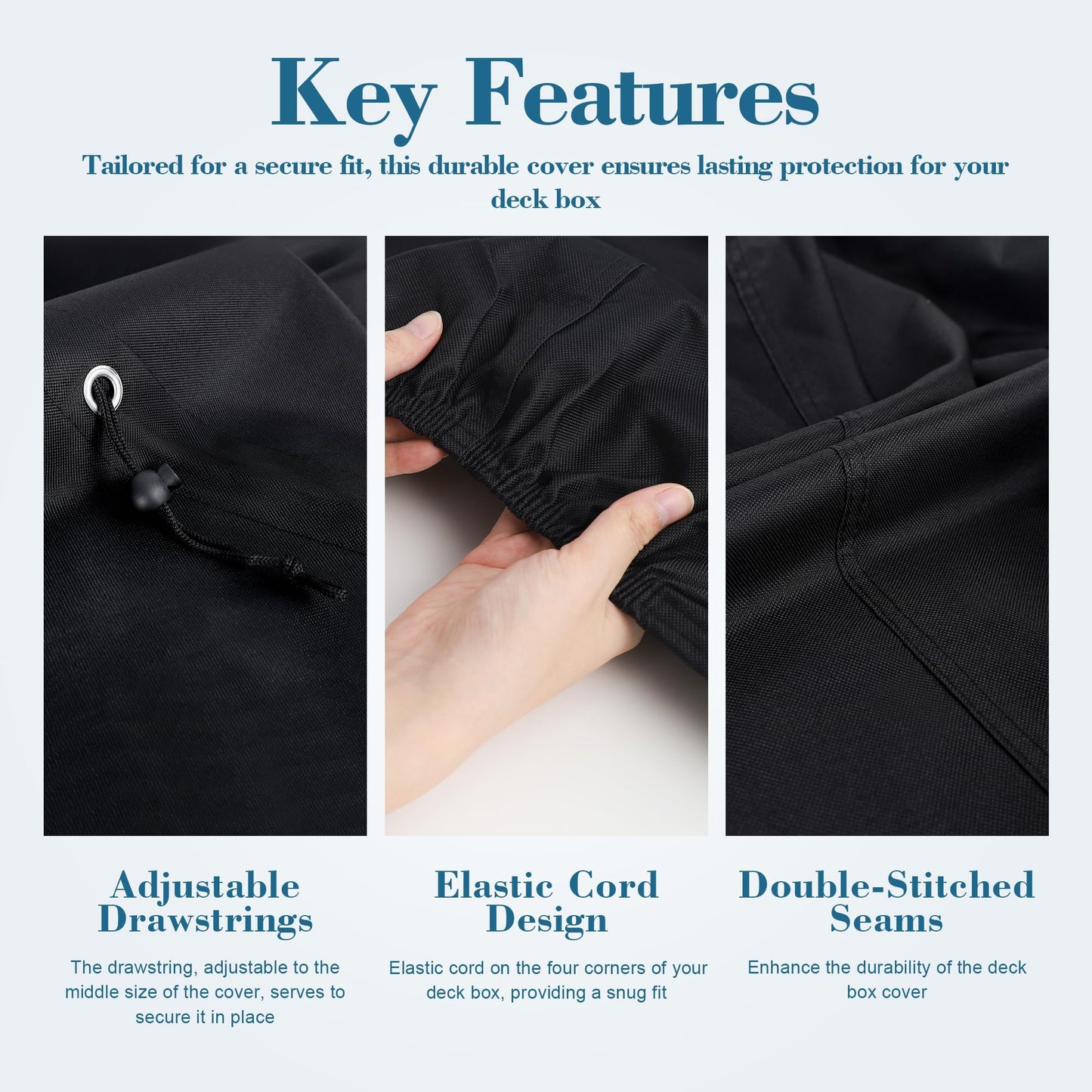 Shieldo Deck Box Cover- Heavy Duty 600D Polyester Oxford,100% Waterproof Deck Box Cover 63" L x 30" W x 28" H