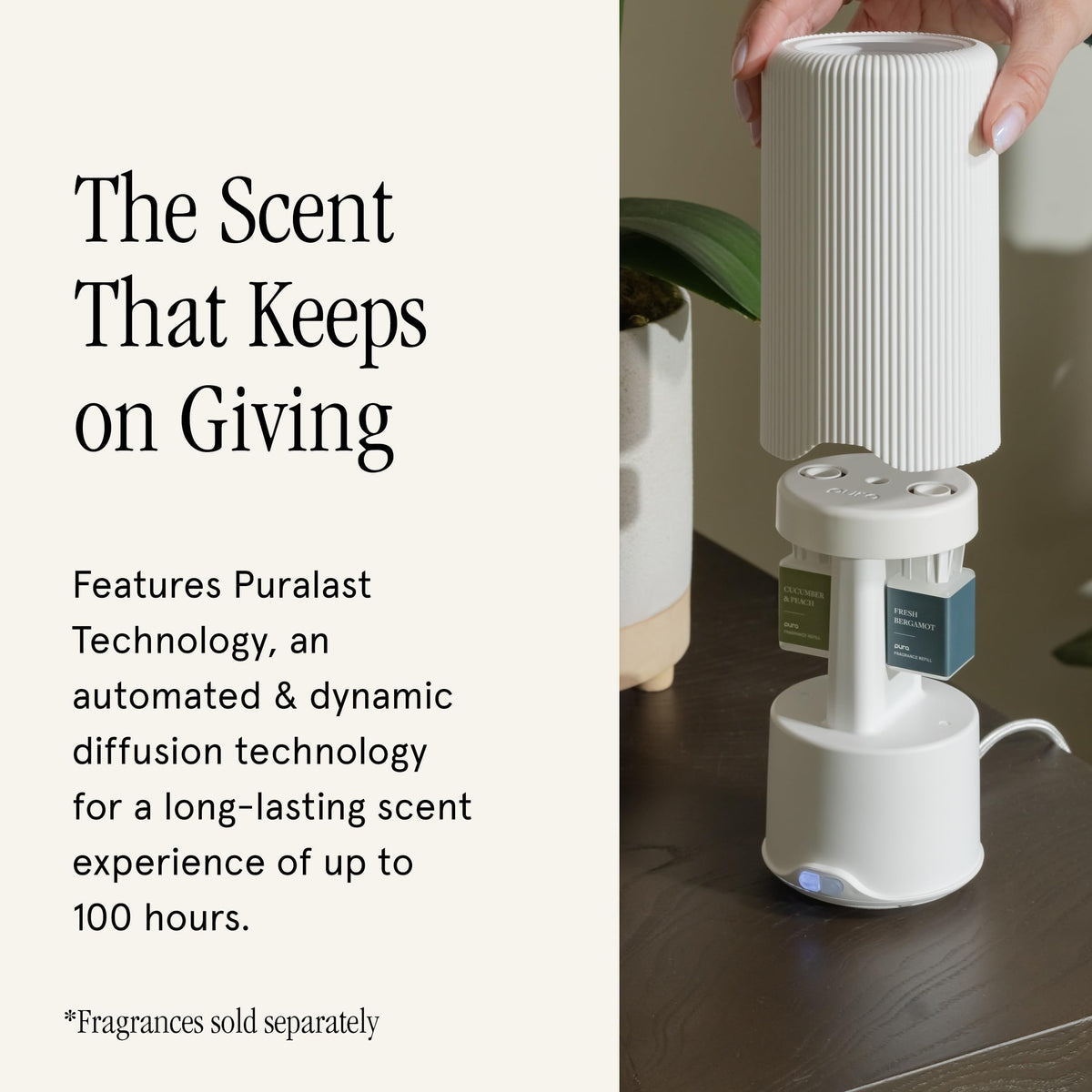 Pura Plus Smart Home Fragrance Diffuser for Large Spaces - Adjust Scent Intensity, Set Schedules, Timers & More in App - Fragrances Sold Separately - White
